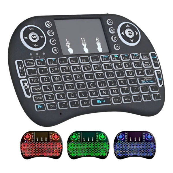 Miniteclado inalámbrico recargable con luces - apagado y versiones encendidas en colores Miniteclado inalámbrico recargable con luces - apagado y versiones encendidas en colores