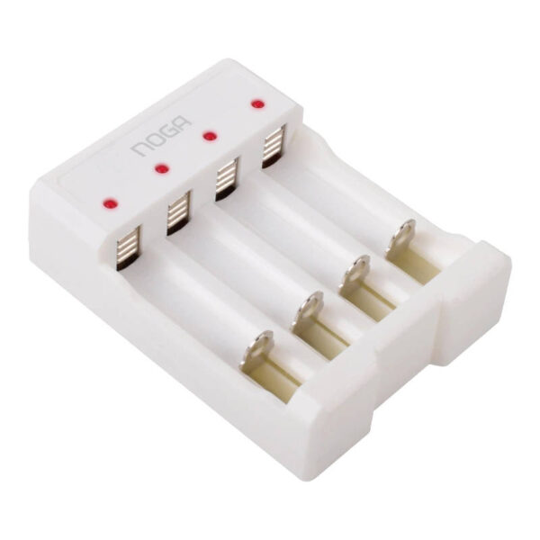 Cargador de pilas AA y AAA recargables Noga NG-5900 - vista lateral izquierda Cargador de pilas AA y AAA recargables Noga NG-5900 - vista lateral izquierda