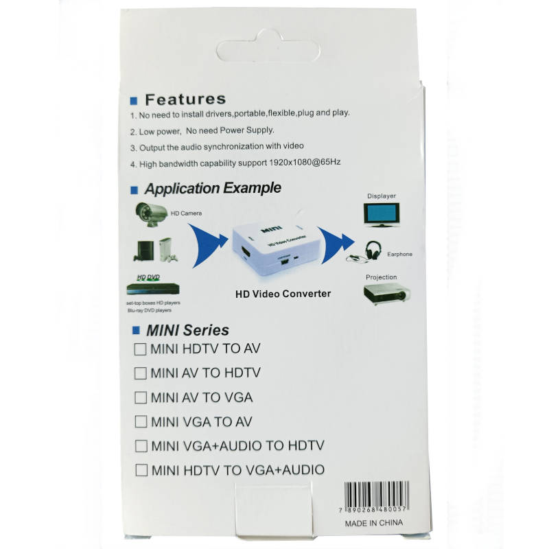 Conversor de video AV a HDTV - caja reverso Conversor AV a HDTV (RCA a HDMI)
