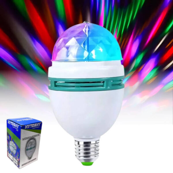 Foco giratorio bolichero Led RGB Hytoshy - foco y su caja