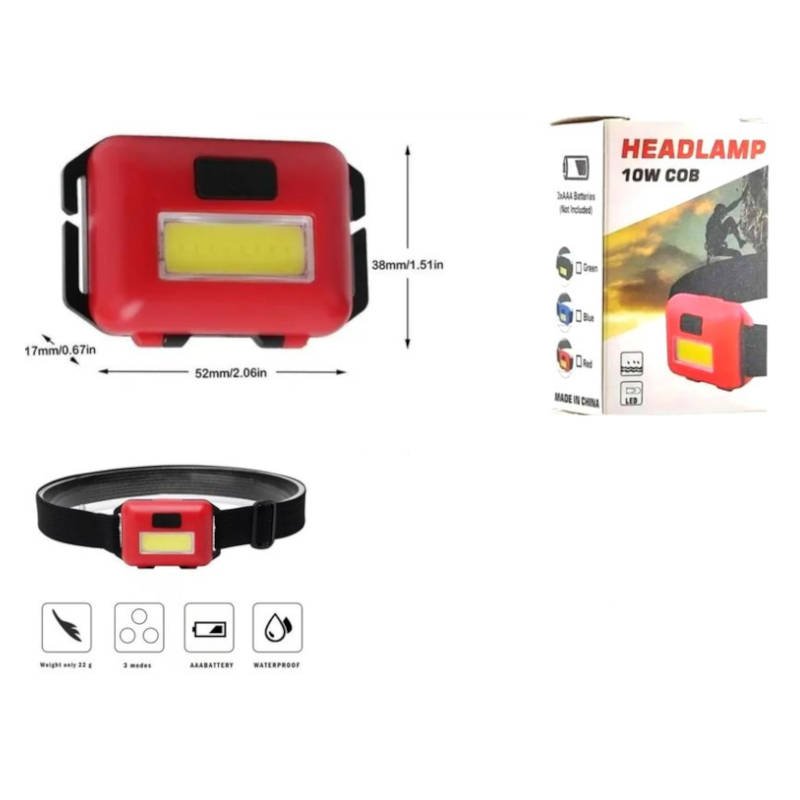 Linterna tipo minera con vincha LED 10w Cob 3 modos