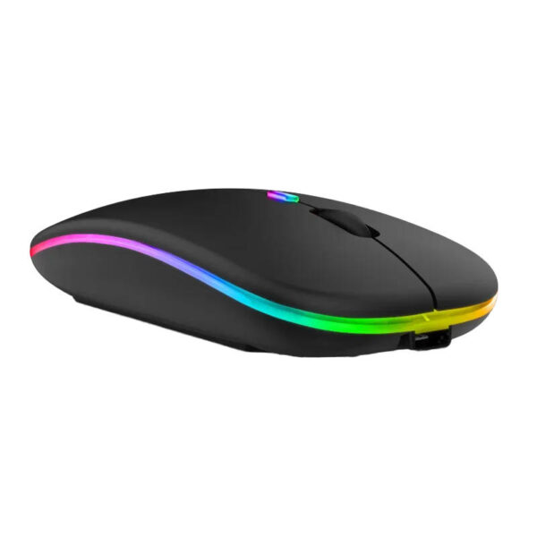 Mouse RGB inalámbrico recargable Yelandar Led8 - negro - vista lateral 2 Mouse RGB inalámbrico recargable Yelandar Led8 - negro - vista lateral 2