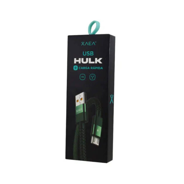 Cable USB Hulk V8 (microUSB) – Xaea – verde - caja Cable USB Hulk V8 (microUSB) – Xaea – verde - caja