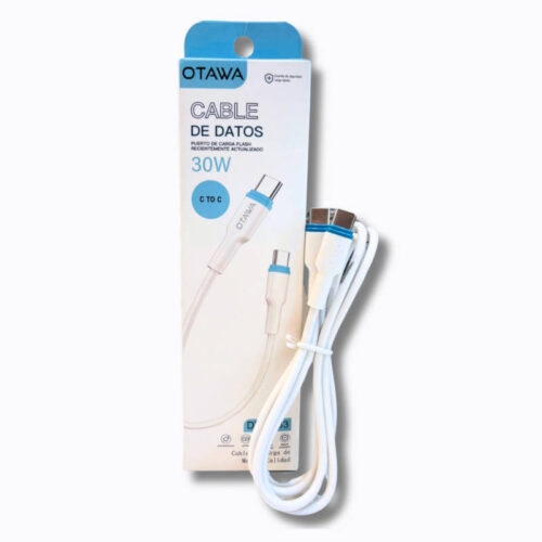 Cable de datos y carga otawa tipo c a tipo c 1m 30w