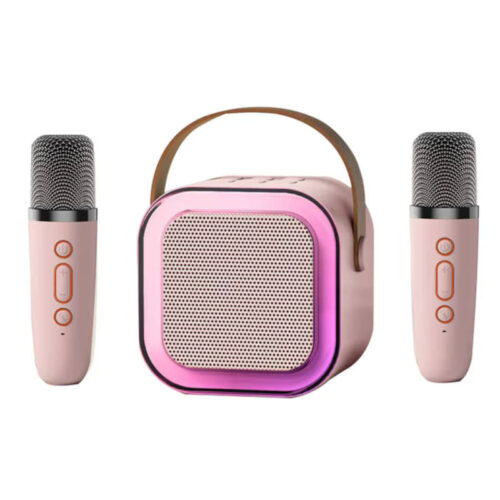 Parlante Bluetooth Portátil Karaoke con 2 micrófonos K12 - rosa Parlante Bluetooth Portátil Karaoke con 2 micrófonos K12 - rosa