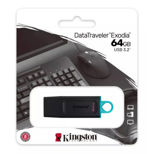Pendrive Kingston DataTraveler Exodia 64GB - USB 3.2 - dispositivo y presentación en blíster