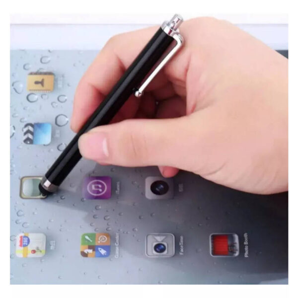 lápiz óptico capacitivo negro - ejemplo de funcionamiento Lápiz óptico capacitivo con clip metálico