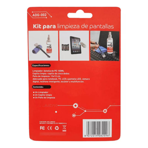Kit para limpieza de pantallas GTC ADG-002 - blíster vista trasera Kit para limpieza de pantallas GTC ADG-002 - blíster vista trasera