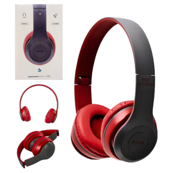 Auriculares Bluetooth Suono P47 - rojo y gris