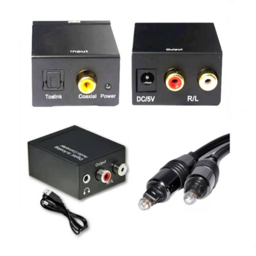 Convertidor audio óptico digital o coaxial a RCA con cable óptico premium 1.5 metros