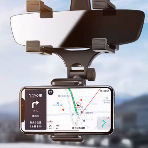 Soporte de celular para retrovisor HD-71065 - ejemplo de uso celular en horizontal Soporte de celular para retrovisor HD-71065 - ejemplo de uso celular en horizontal