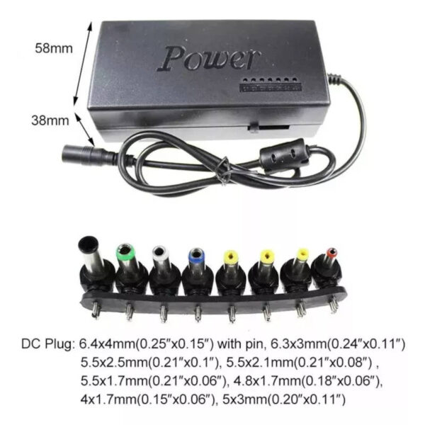 Cargador universal para notebook Om 1002 - medidas