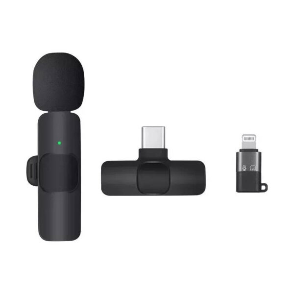 Micrófono corbatero inalámbrico con receptor tipo C y adaptador iPhone K8 - dispositivos Micrófono corbatero inalámbrico con receptor tipo C y adaptador iPhone K8 - dispositivos