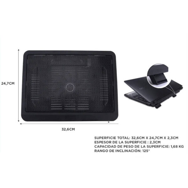 Base cooler para notebook con LED 14’’ Gadnic - medidas