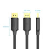 Cable Displayport V1.2 4K 1 metro Vention - dimensiones