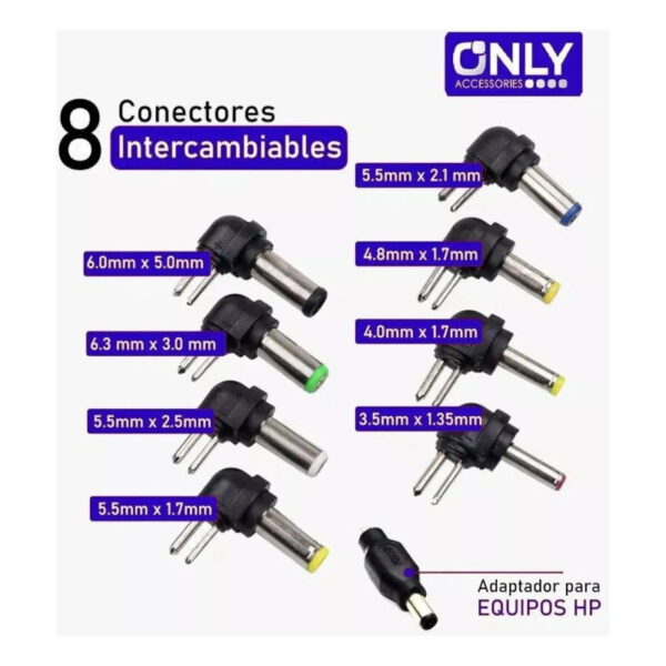 Cargador universal para notebook Only - detalle de conectores