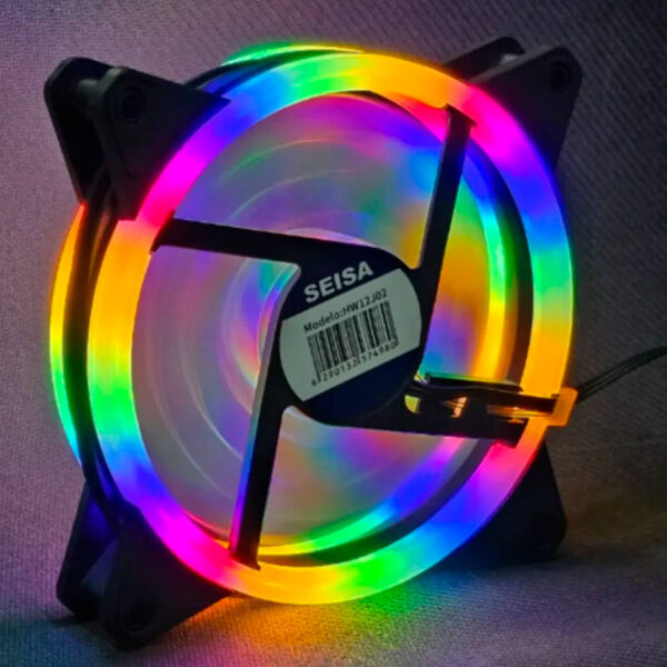 Cooler turbina 120x120mm RGB Seisa HW12J02 - cooler con luces encendidas