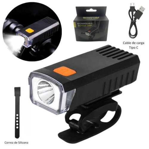 Luz para bicicleta recargable Bicycle Lamp - caja y su contenido