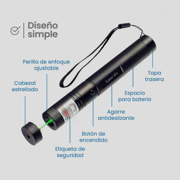 Puntero láser verde recargable Green Laser Pointer 303 - partes