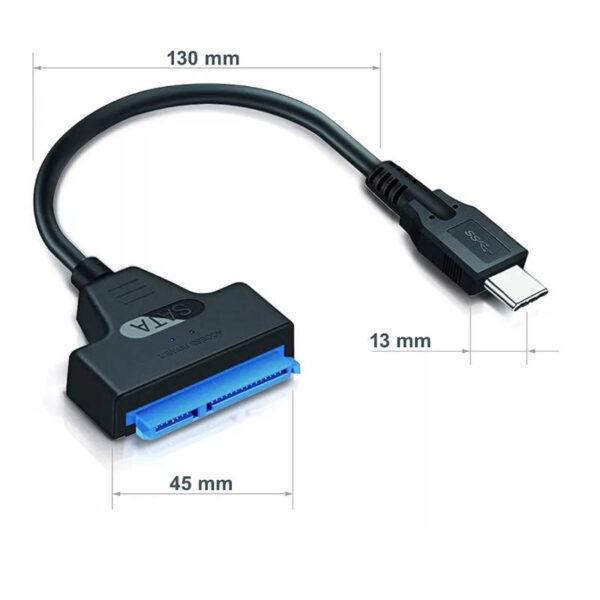 Adaptador USB tipo C a SATA - medidas
