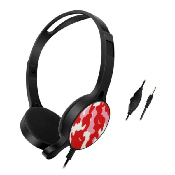 Auriculares vincha gamer con cable Headset for game GM-011 - vista lateral de auriculares control de volumen y conector Auriculares vincha gamer con cable Headset for game GM-011 - vista lateral de auriculares control de volumen y conector