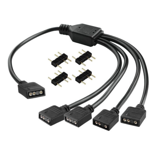 Cable splitter argb 5v 1 3 pines a 2 4 pines 30 cm - vista de todas las puntas