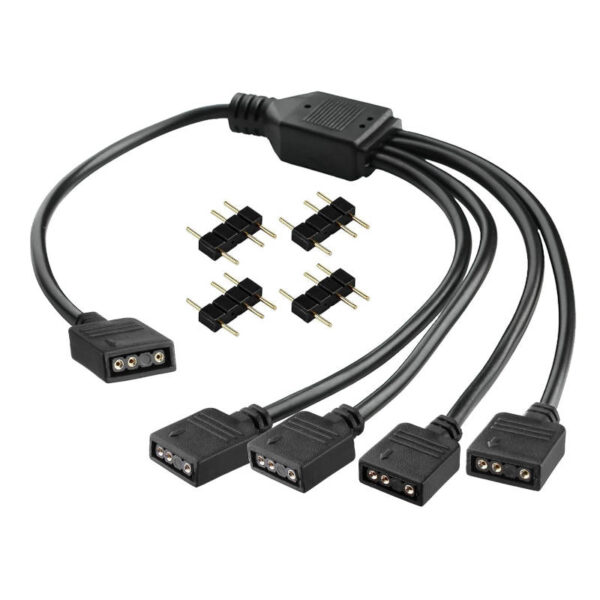 Cable splitter argb 5v 1 3 pines a 2 4 pines 30 cm - vista de todas las puntas