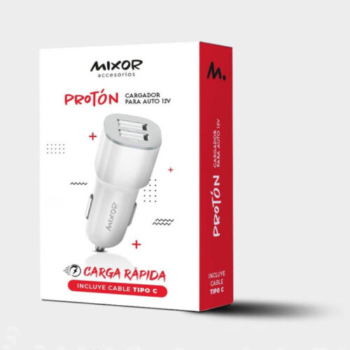 Cargador 12v para auto Mixor Protón con cable USB tipo C