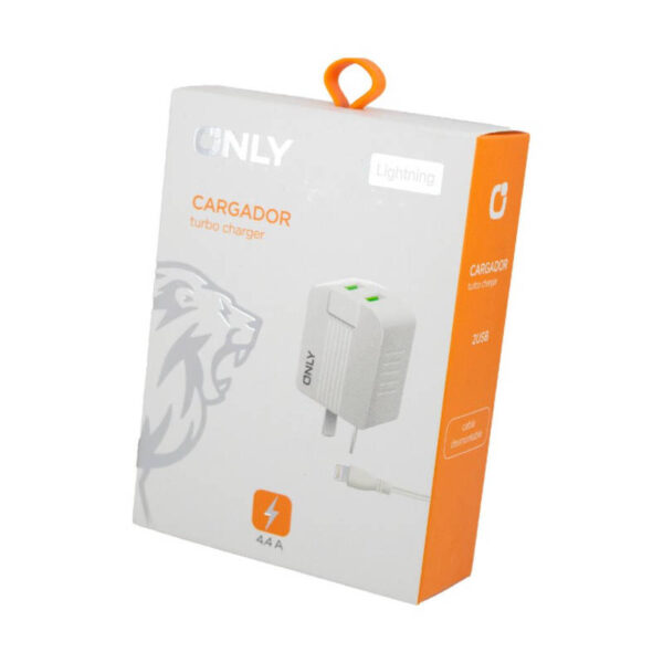 Cargador 220V nly Mod06 – 4.4A - 2 USB + cable Lightning - caja