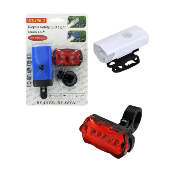 Kit de luces para bicicleta delantera y trasera HK400-2 - mejorado Kit de luces para bicicleta delantera y trasera HK400-2 - mejorado
