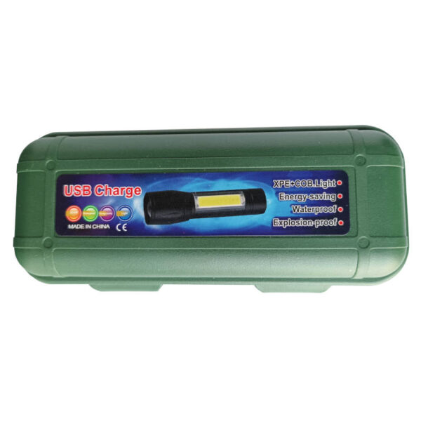 Mini linterna recargable LED luz frontal y lateral camuflada - estuche - color mejorado