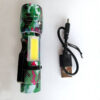 Mini linterna recargable LED luz frontal y lateral camuflada - linterna y cable de carga