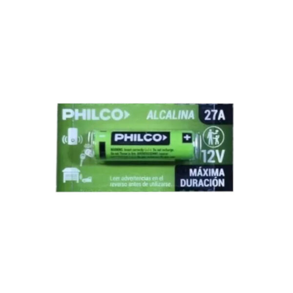 Pila alcalina A27 27A 12V Philco - unidad Pila alcalina A27 27A 12V Philco - unidad