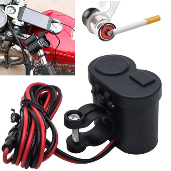 Cargador para moto con USB AJ-S02 - uso como cargador y como encendedor