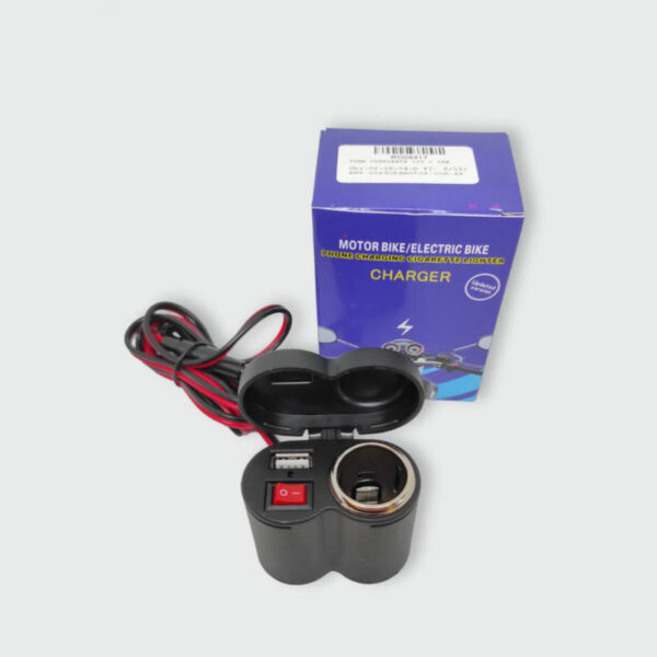 Cargador para moto con USB AJ-S02 - vista de frente mejorado