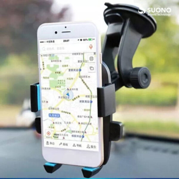 Soporte de celular para auto Suono ACC0002 - ejemplo de uso sobre vidrio Soporte de celular para auto Suono ACC0002