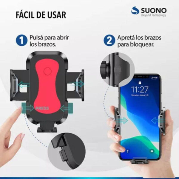 Soporte de celular para auto Suono ACC0002 - instalación Soporte de celular para auto Suono ACC0002 - instalación
