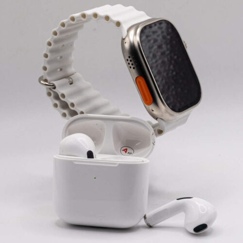 Reloj smartwatch T800 Ultra + auriculares inalámbricos - blanco