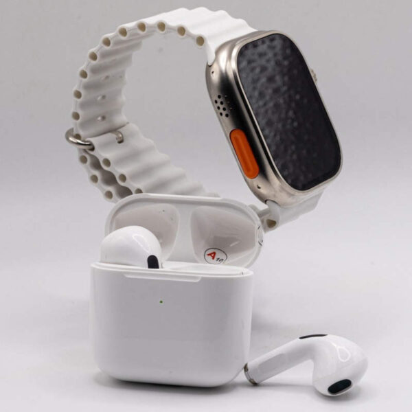Reloj smartwatch T800 Ultra + auriculares inalámbricos - blanco