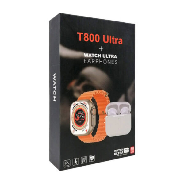 Reloj smartwatch T800 Ultra + auriculares inalámbricos - caja