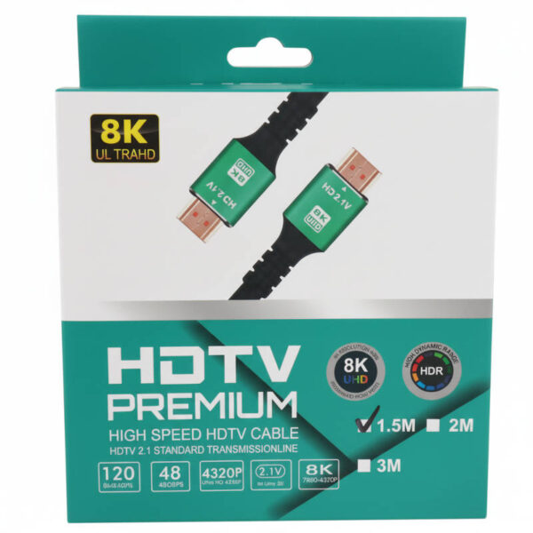 Cable HDMI 1.5 metros 8K 4320p - cable entero - caja