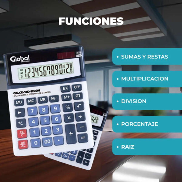 Calculadora 12 dígitos Global CALCU-12D-1200V
