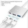 HUB USB TIPO-C 3 EN 1 - detalle de los 3 puertos