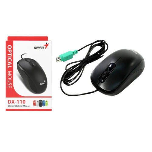 Mouse Genius DX-110 PS2 con cable - caja y mouse
