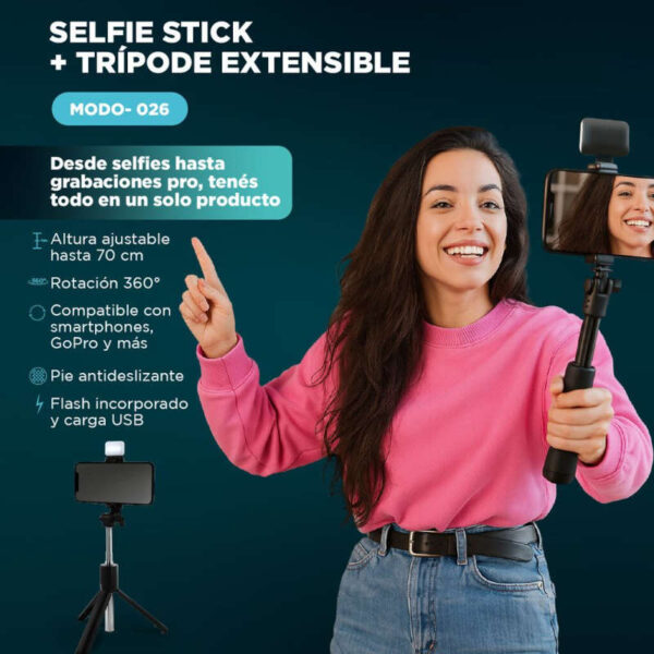 Palo para selfie + trípode con control bluetooth Only MODO-026 - características Palo para selfie + trípode con control bluetooth Only MODO-026 - características