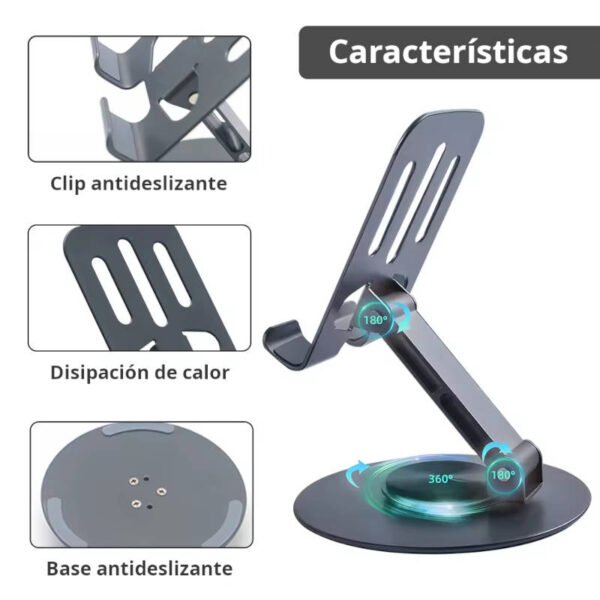Soporte de mesa para celular metálico L-381 - características - en español Soporte de mesa para celular metálico L-381 - características - en español