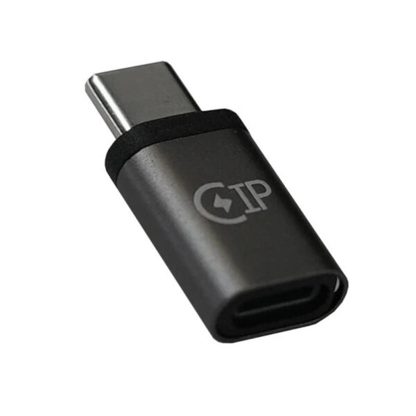 Adaptador USB tipo C macho a Lightning Apple hembra - vista lateral Adaptador USB tipo C macho a Lightning Apple hembra - vista lateral