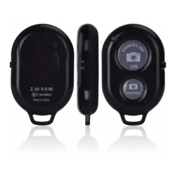 Control disparador de fotos remoto Bluetooth - vista frontal lateral y trasera Control disparador de fotos remoto Bluetooth