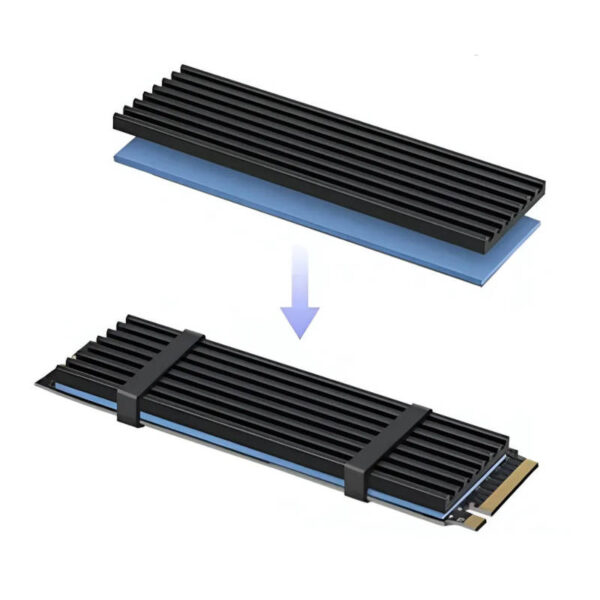 Disipador disco M2 SSD NVME 2280 22x73mm con pad térmico - ejemplo de uso Disipador disco M2 SSD NVME 2280 22x73mm con pad térmico