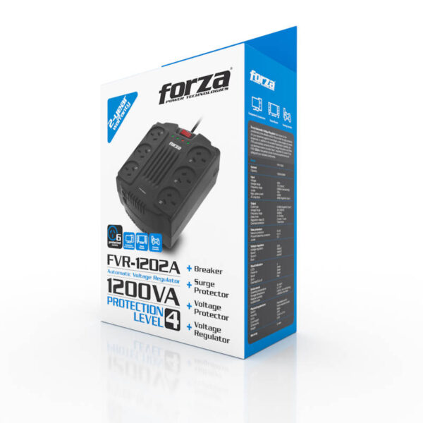 Estabilizador de tensión Forza FVR-12024 - caja - vista frontal Estabilizador de tensión Forza FVR-12024 - caja - vista frontal